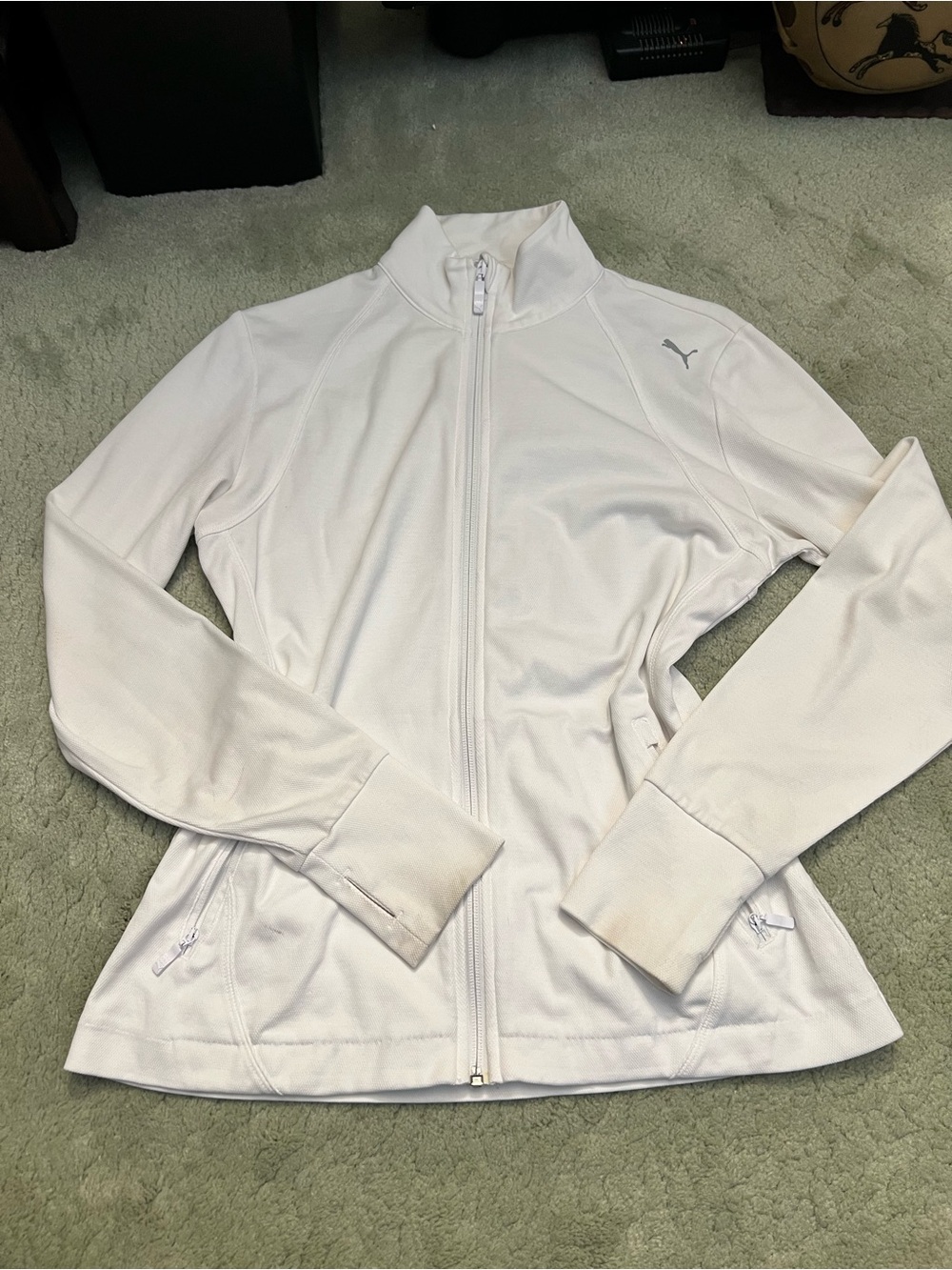 Puma Women's White Full‑Zip Athletic Jacket w/flaw